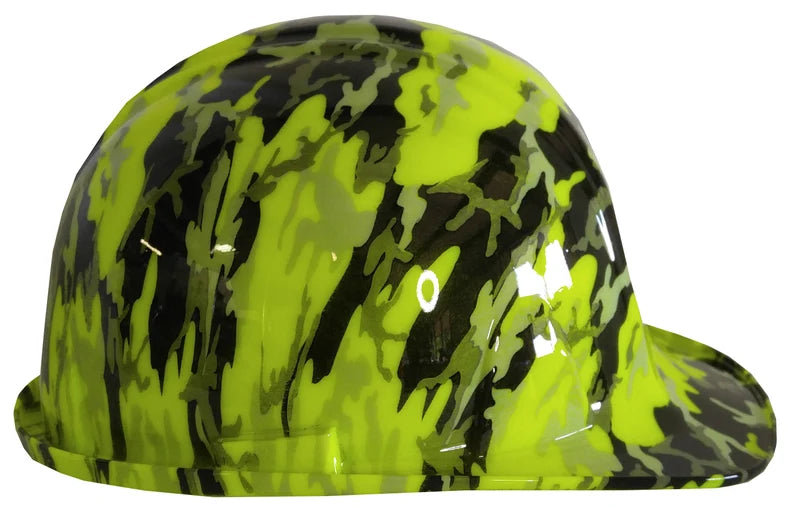 Hard Hat SL Series Cap Style Custom Hydro Dipped Hi Vis Green Camo