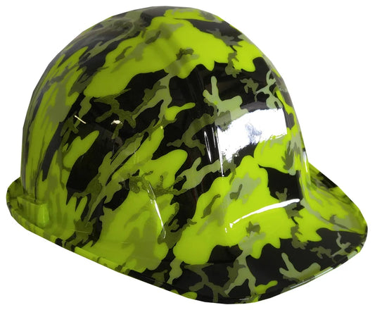 Hard Hat SL Series Cap Style Custom Hydro Dipped Hi Vis Green Camo