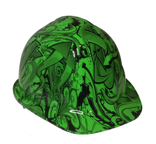 Custom Hard Hat Alien Green Graffiti SL Series Cap Style