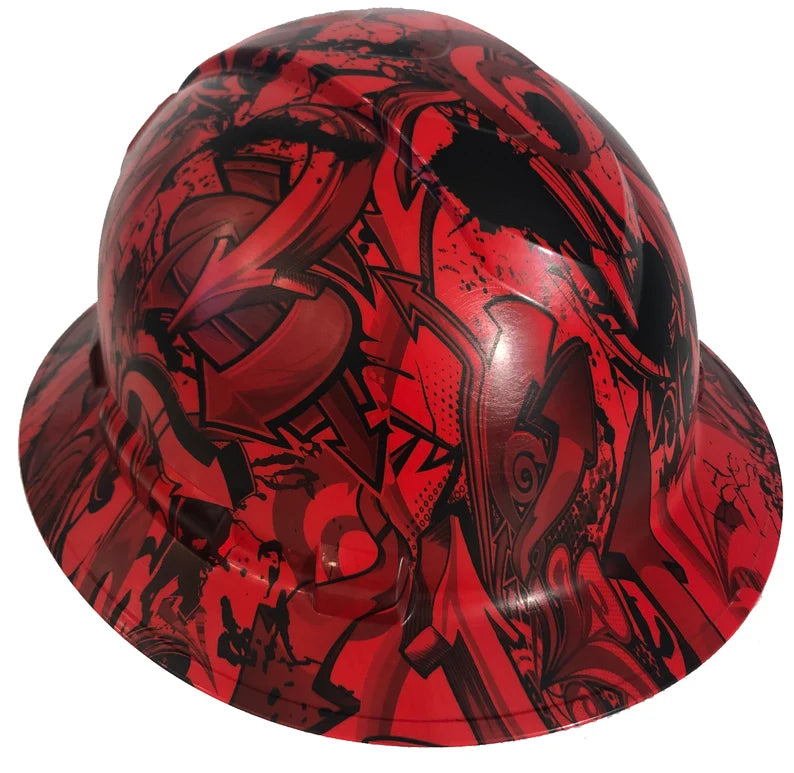 Hard Hat Ridgeline Full Brim Custom Red Graffiti