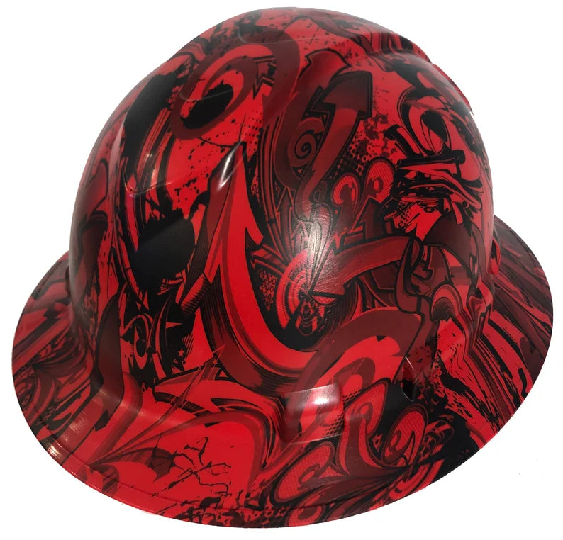 Hard Hat Ridgeline Full Brim Custom Red Graffiti