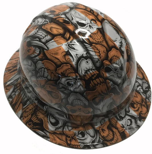 Custom Hydro Dipped Orange & White Checkered Insanity Skulls Ridgeline Full Brim