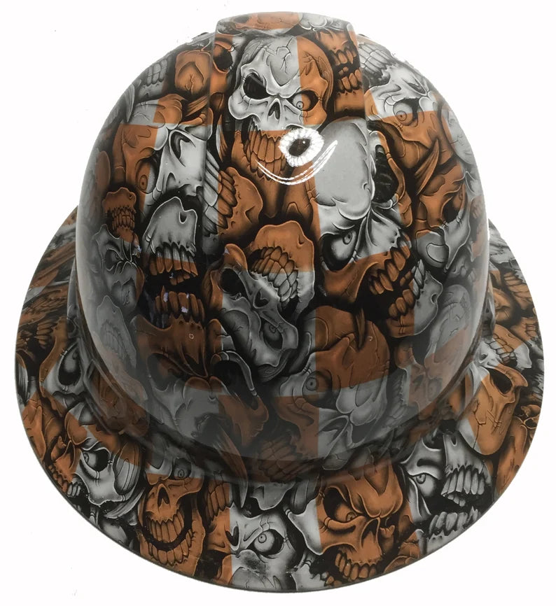 Custom Hydro Dipped Orange & White Checkered Insanity Skulls Ridgeline Full Brim