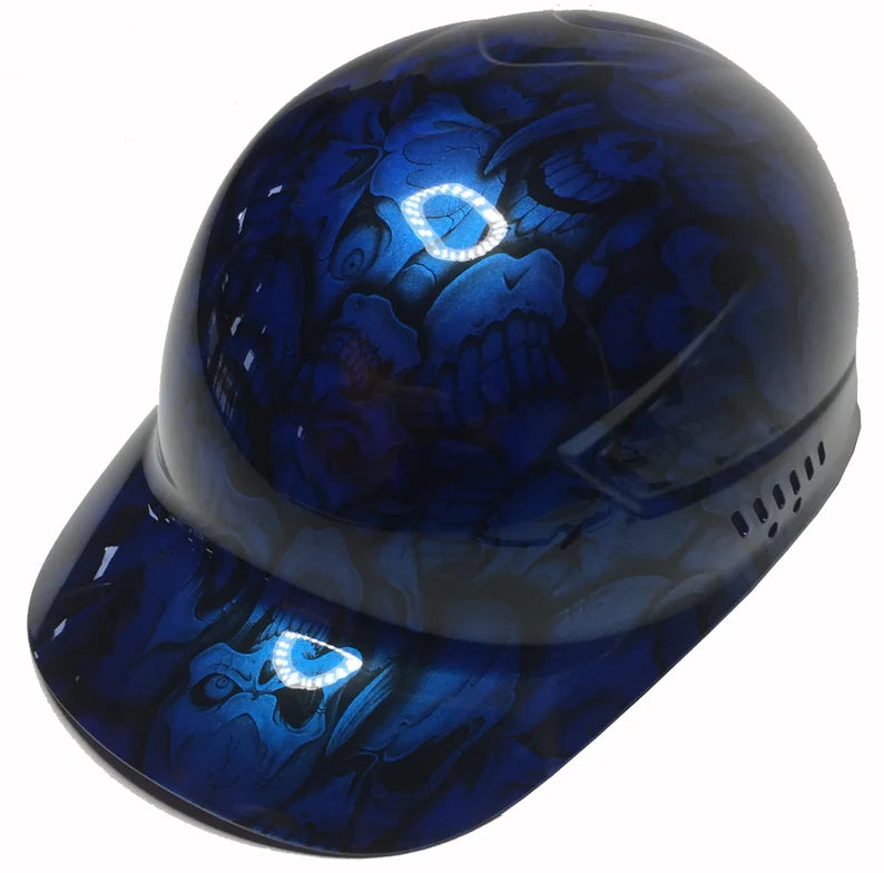 Custom Hydro Dipped Speedway Blue Insanity Skulls Bump Cap