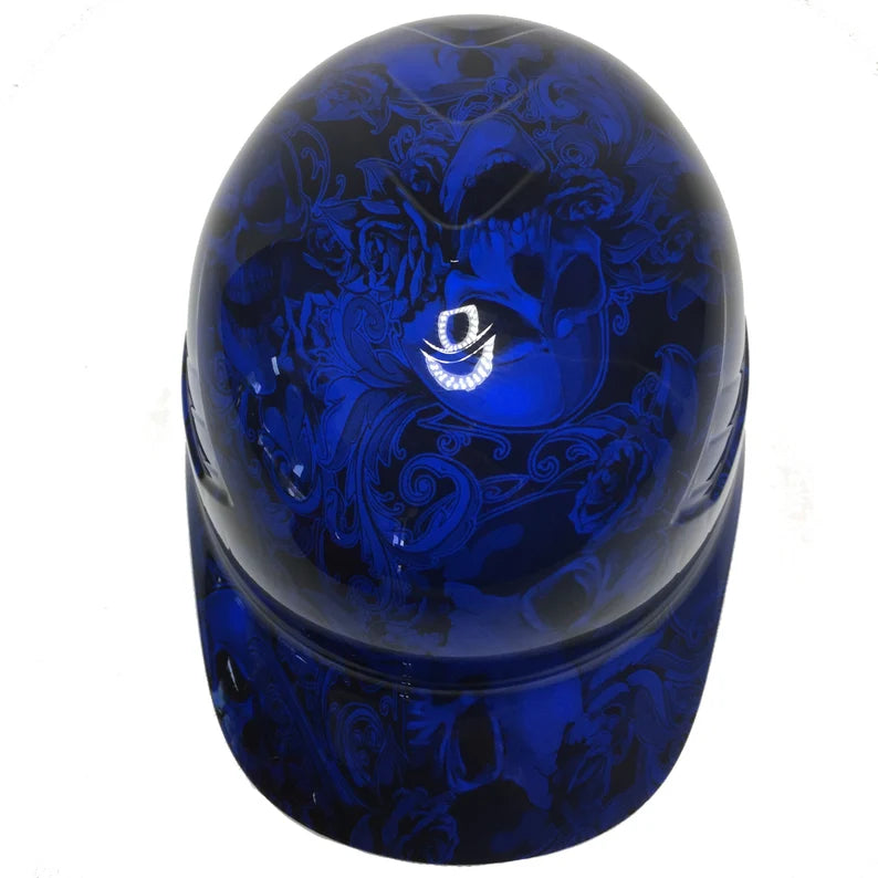 Custom Hydro Dipped Blue Filigree Skulls Bump Cap