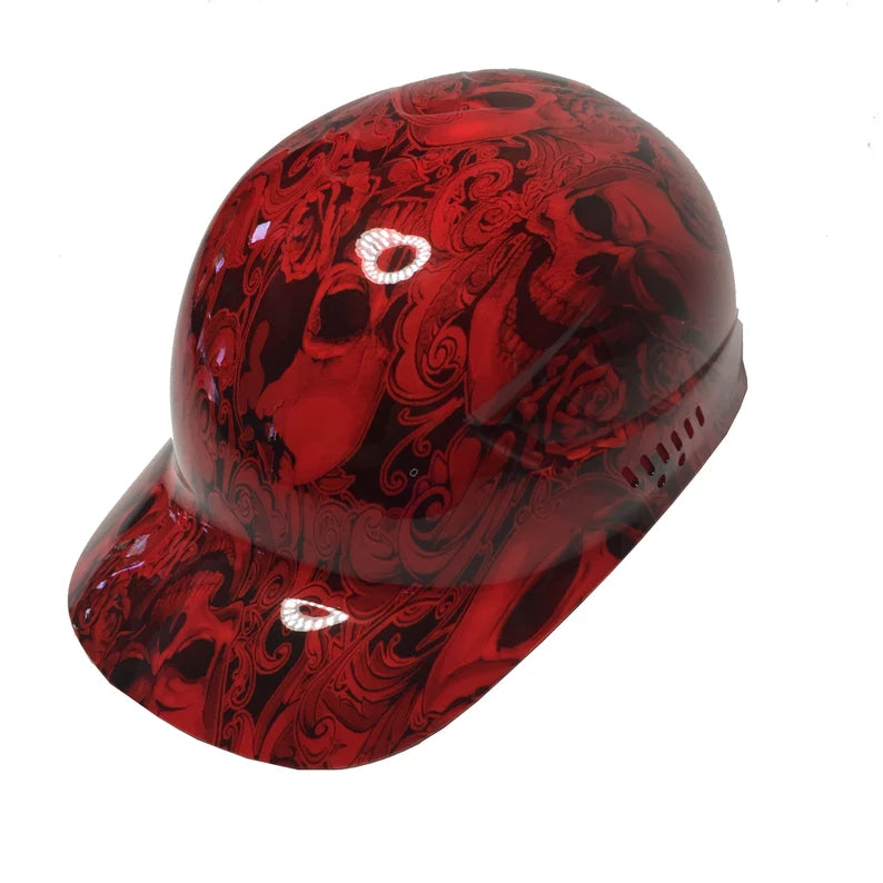 Custom Hydro Dipped Red Filigree Skulls Bump Cap