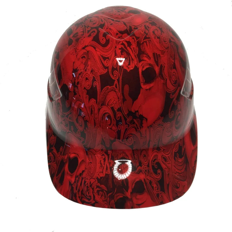 Custom Hydro Dipped Red Filigree Skulls Bump Cap