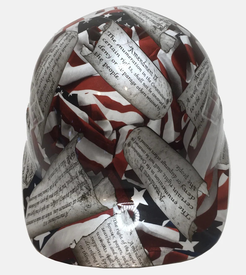 Custom Hydro Dipped Pearl White Amendments American Flags Bump Cap