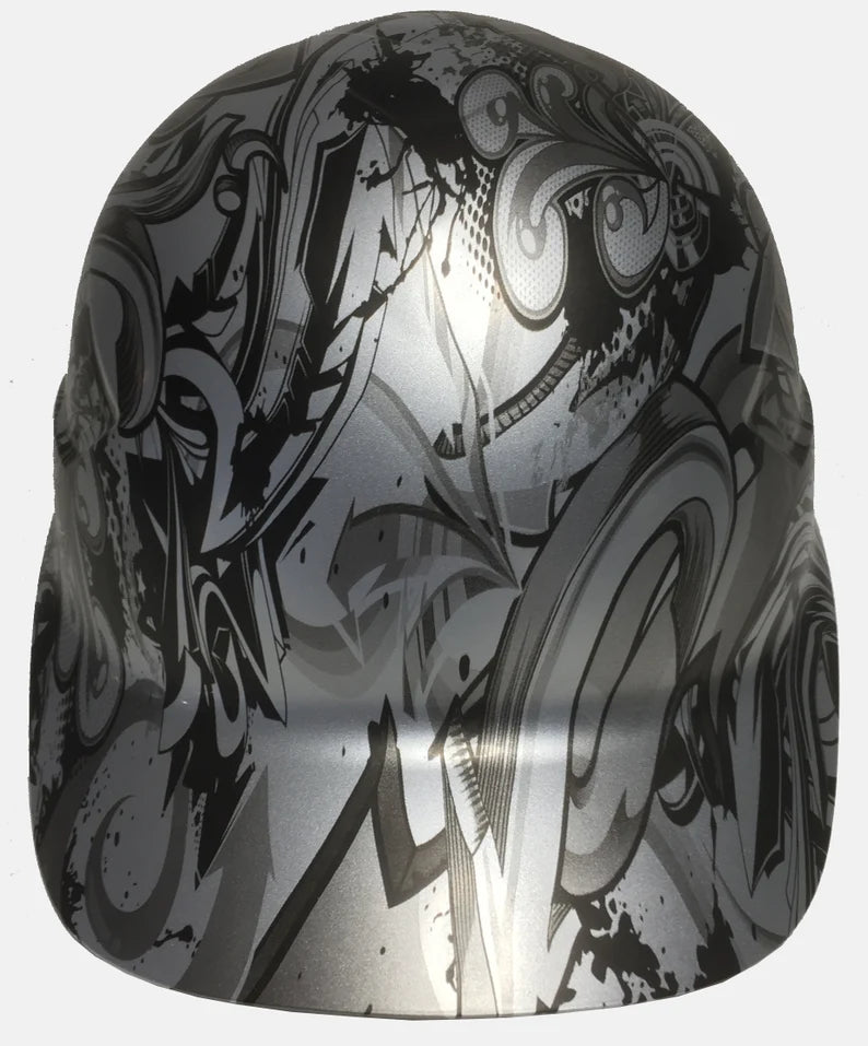 Custom Hydro Dipped Metallic Silver Graffiti Bump Cap