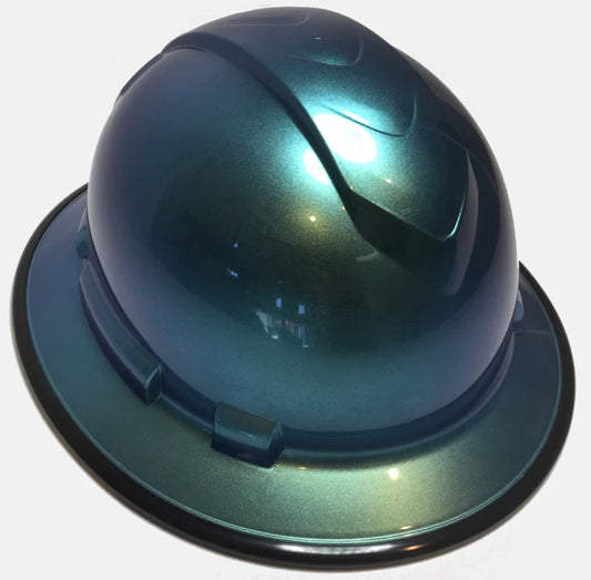 Custom Painted Blue Green Chameleon Ridgeline Full Brim With Black EdgeGard