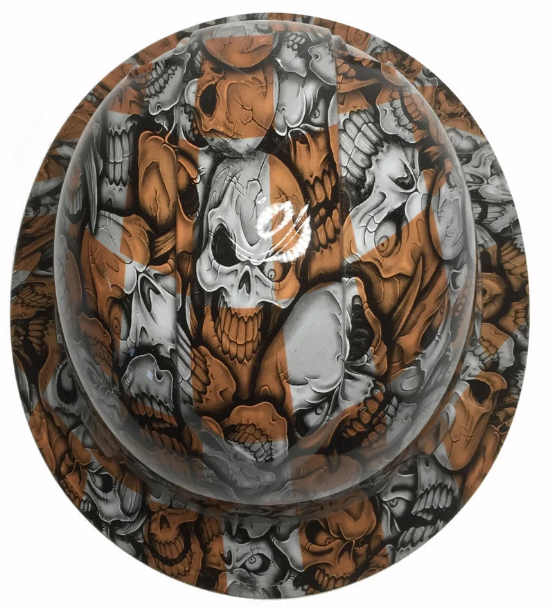 Custom Hydro Dipped Orange & White Checkered Insanity Skulls Ridgeline Full Brim