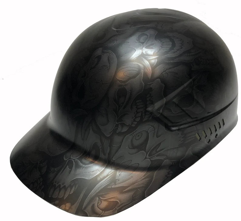 Custom Hydro Dipped Metallic Graphite Insanity Skulls Bump Cap