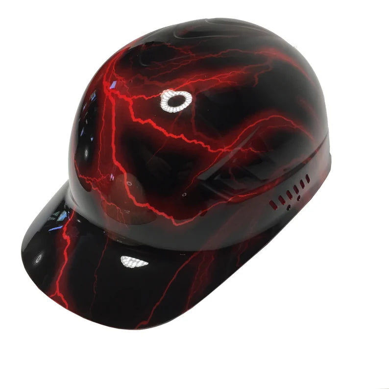 Custom Hydro Dipped Red Lightning Bump Cap