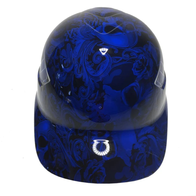 Custom Hydro Dipped Blue Filigree Skulls Bump Cap