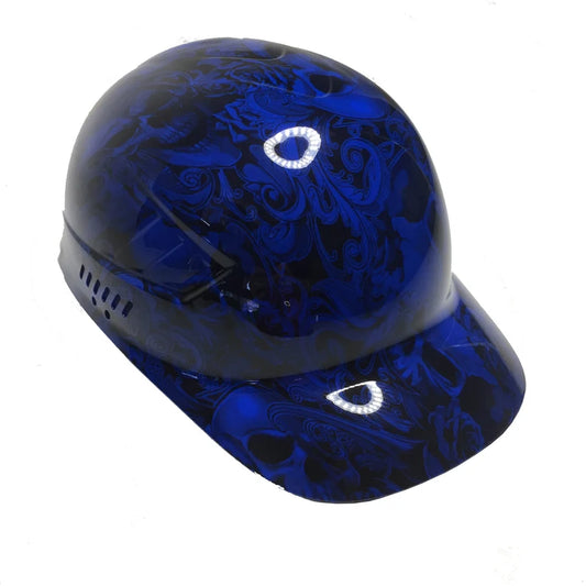 Custom Hydro Dipped Blue Filigree Skulls Bump Cap