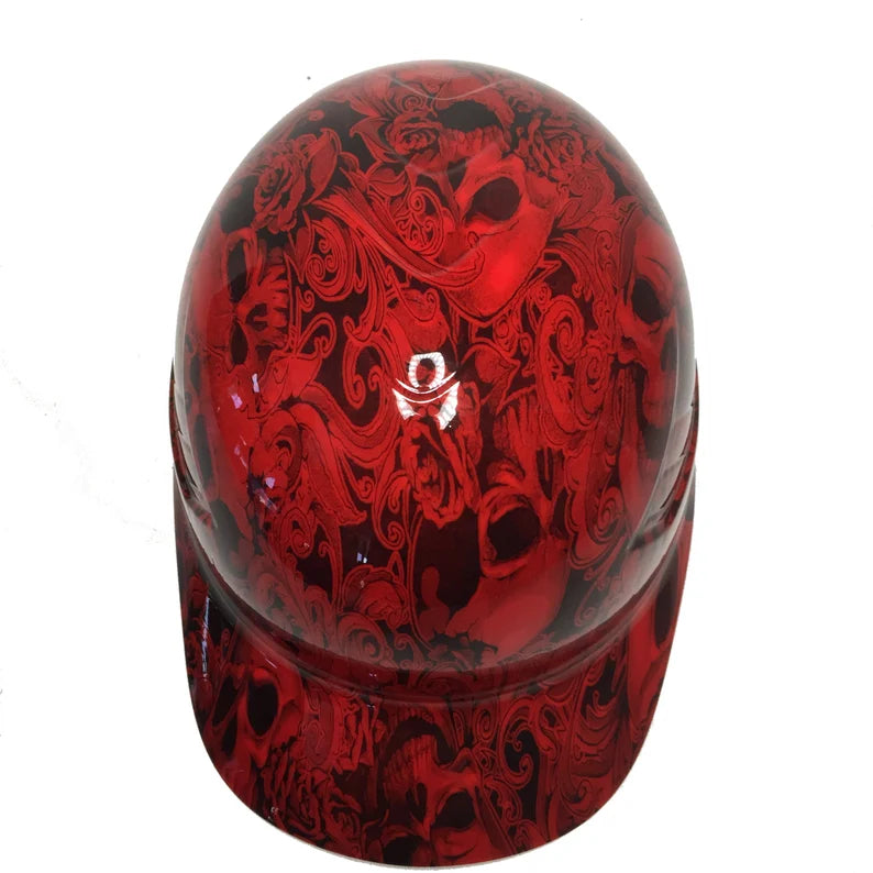 Custom Hydro Dipped Red Filigree Skulls Bump Cap