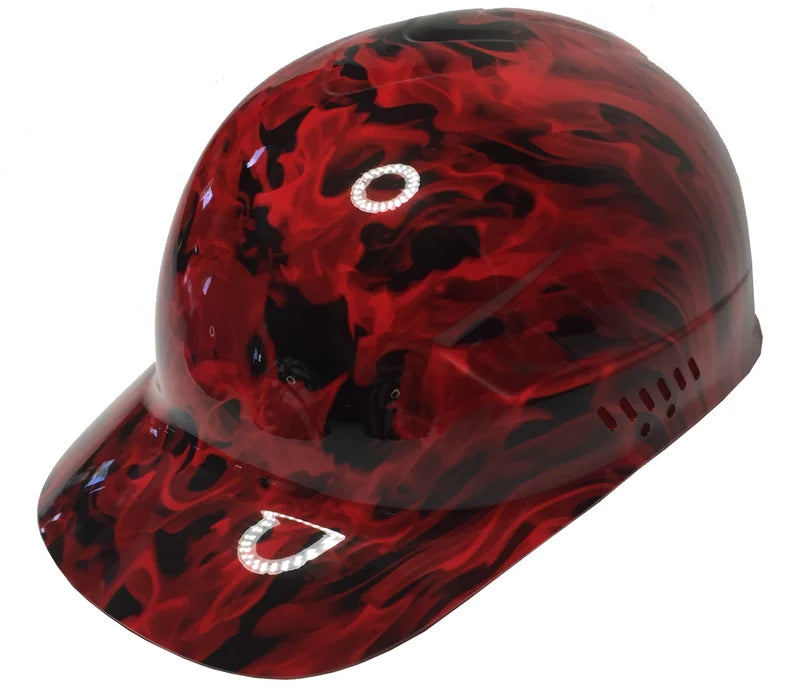 Custom Hydro Dipped Red Flames Bump Cap