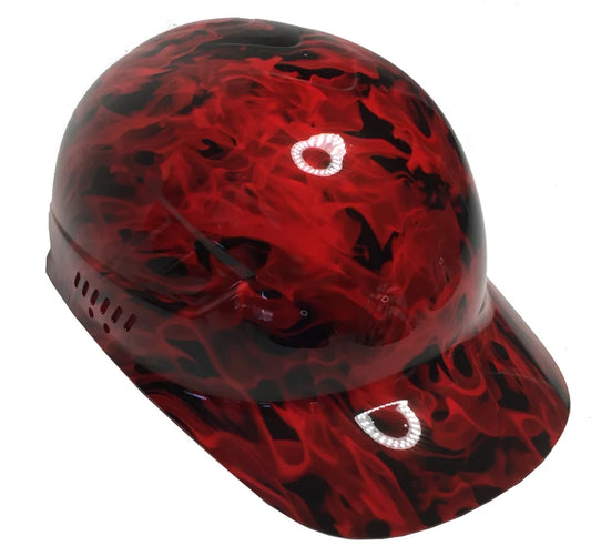 Custom Hydro Dipped Red Flames Bump Cap