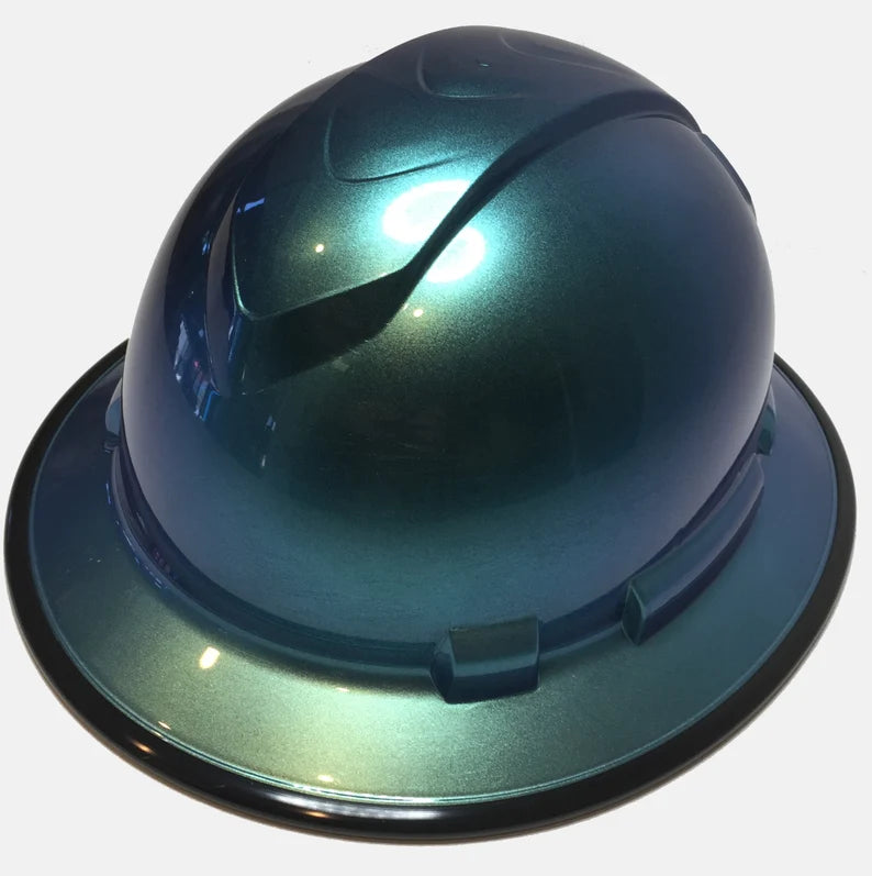 Custom Painted Blue Green Chameleon Ridgeline Full Brim With Black EdgeGard