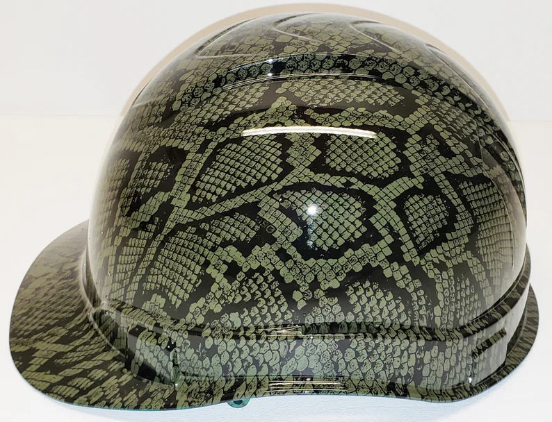 Hydro Dip Hard Hat Green Snake Skin Pyramex Ridgeline Protective Helmet