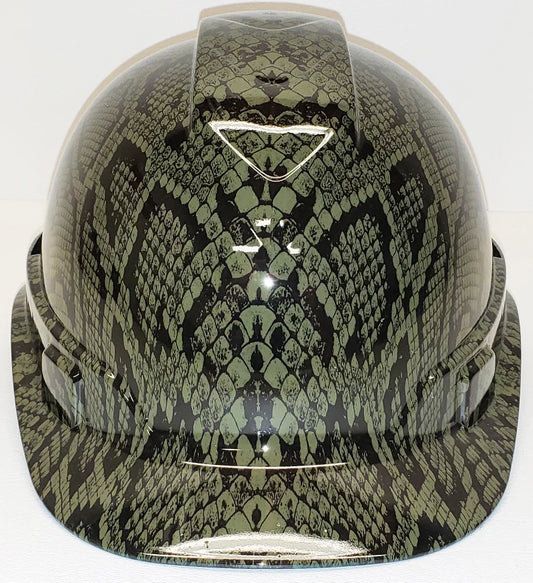 Hydro Dip Hard Hat Green Snake Skin Pyramex Ridgeline Protective Helmet