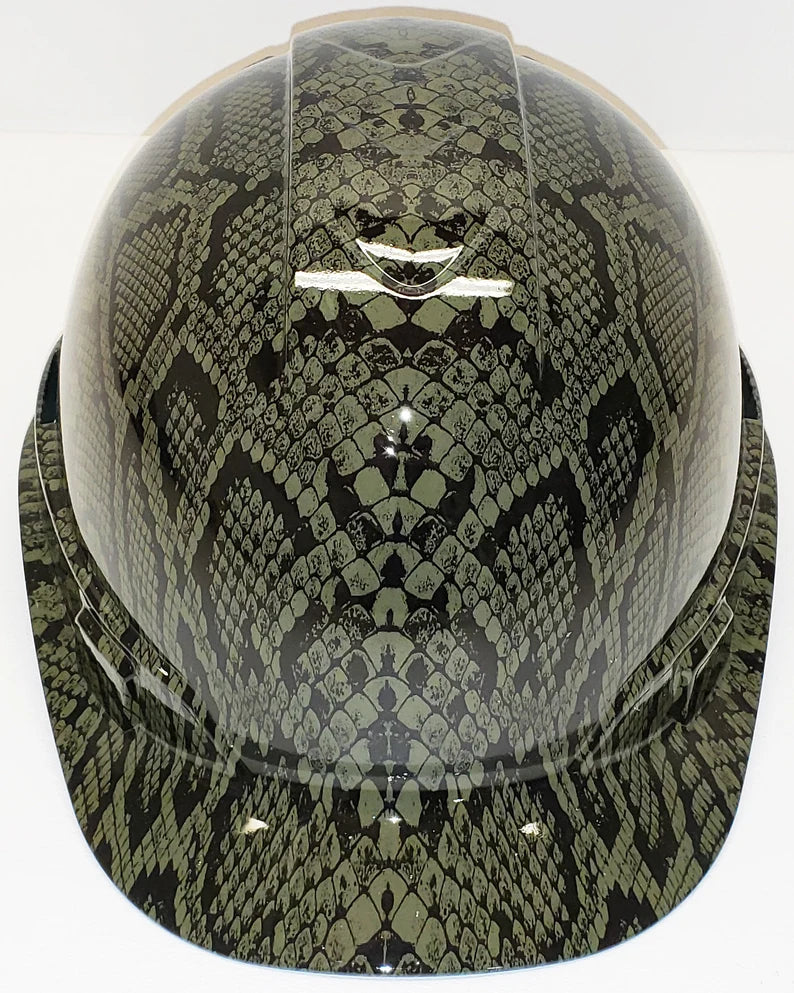 Hydro Dip Hard Hat Green Snake Skin Pyramex Ridgeline Protective Helmet