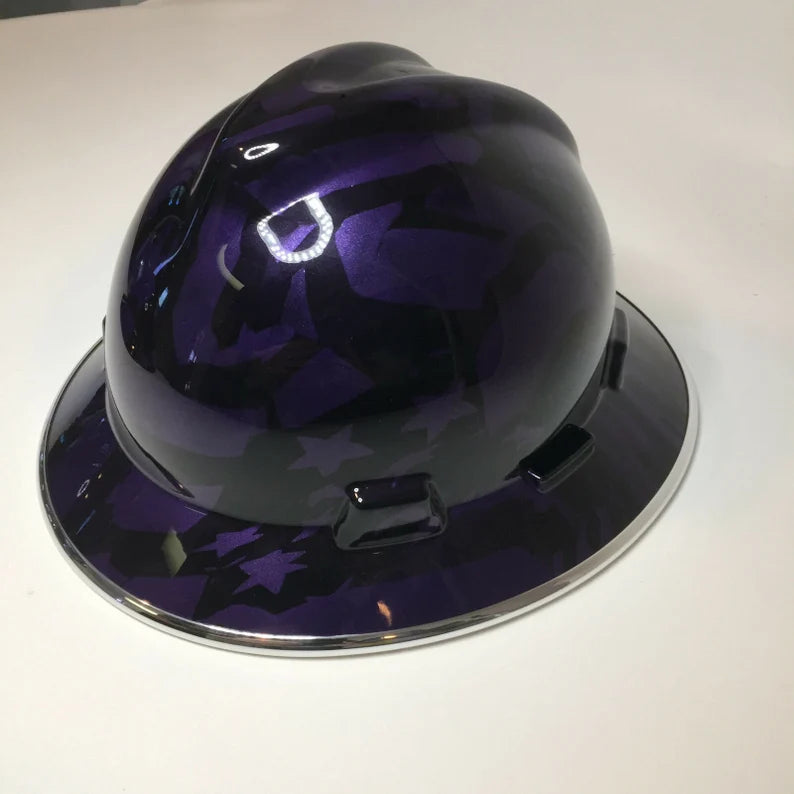 Custom Hard Hat Plum Crazy Purple Midnight American Flags