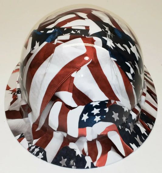 Hydro Dip American Flags Lift Briggs Full Brim Vented Hard Hat