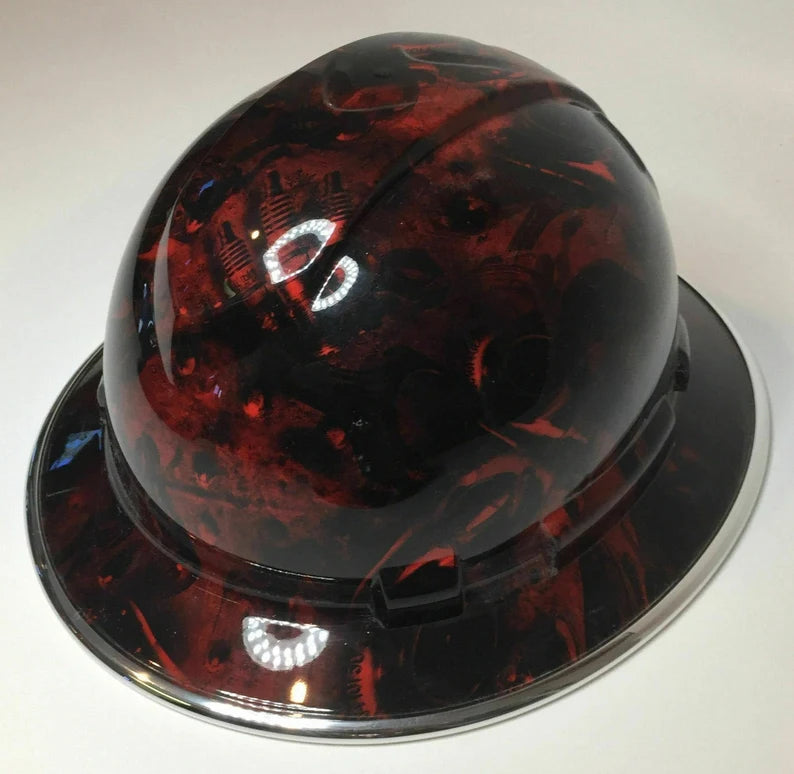 Custom Hard Hat Ridgeline Full Brim Red Turbos & Pistons