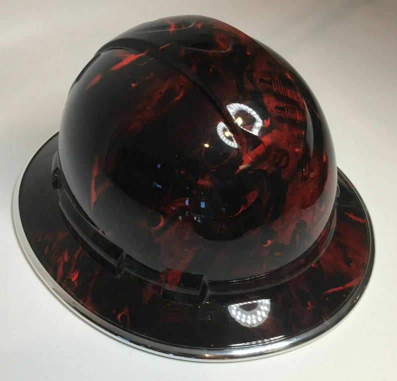 Custom Hard Hat Ridgeline Full Brim Red Turbos & Pistons