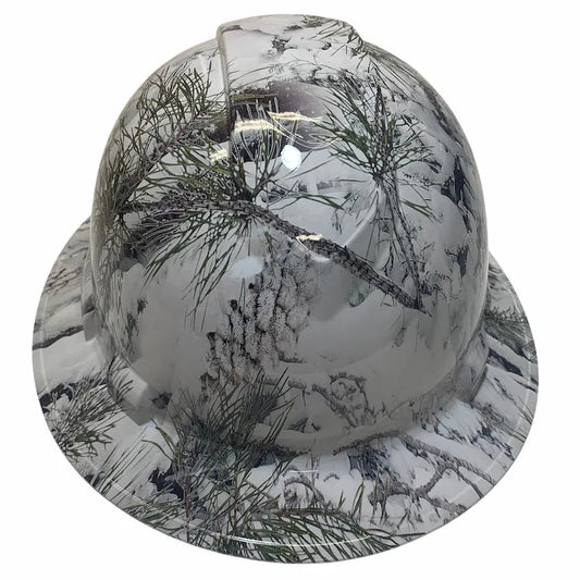 Custom Hard Hat White Thunder Ridge Camo Full Brim Ridgeline