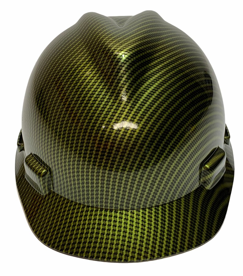 Custom Hard Hat Yellow Carbon Fiber dipped MSA VGard Cap Style