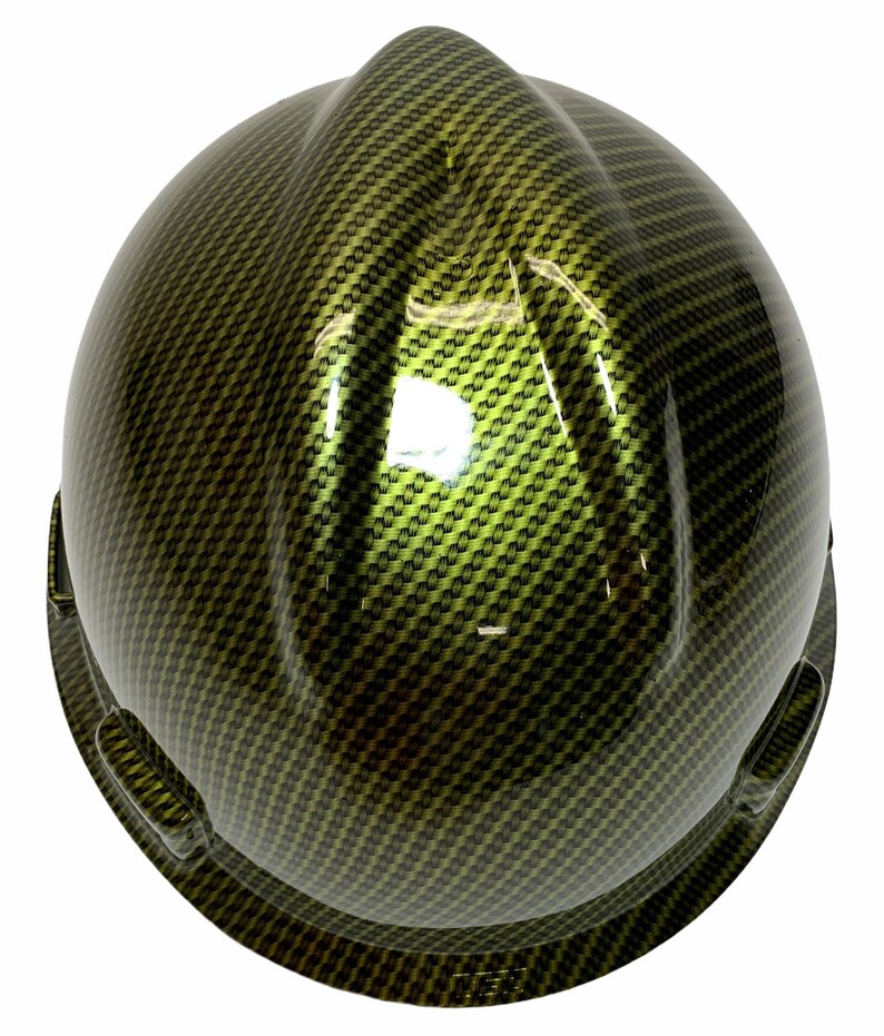 Custom Hard Hat Yellow Carbon Fiber dipped MSA VGard Cap Style