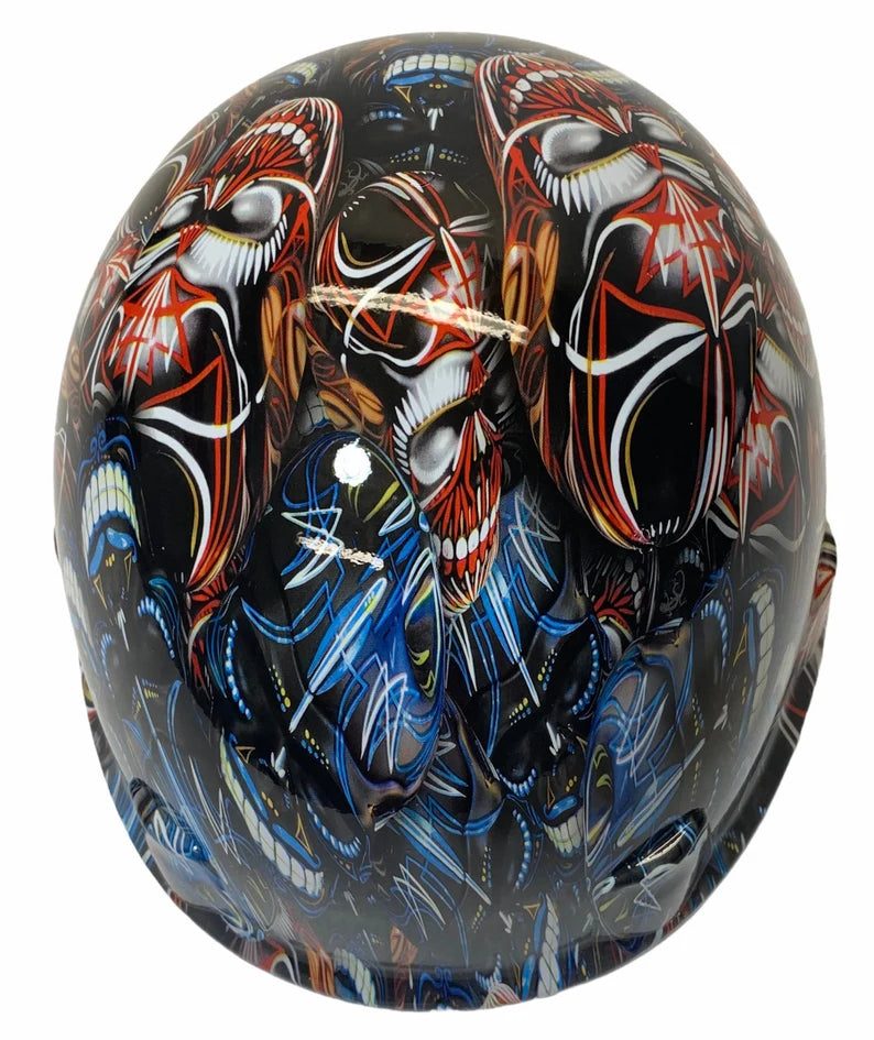 Custom Hydro Dipped Pinstripe Skulls Colored Bump Cap