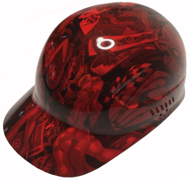 Custom Hydro Dipped Bump Cap Red Naughty Boy