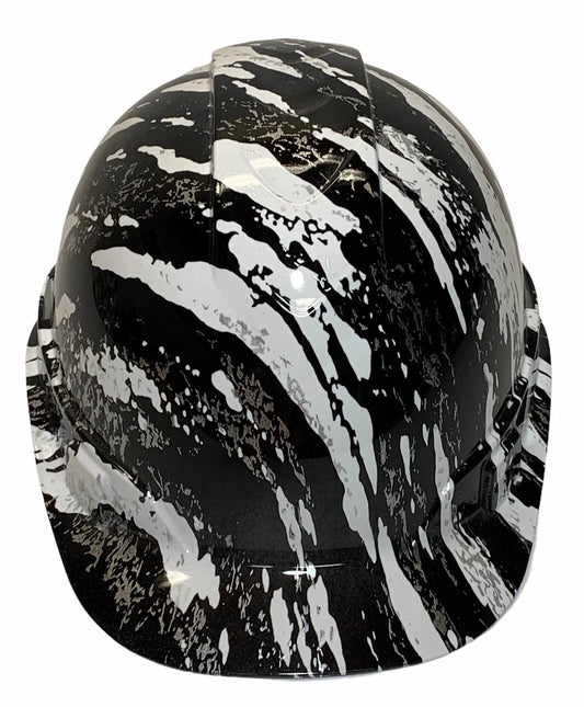 Hard Hat Ridgeline Cap Style Custom Hydro Dipped White Marble Splash