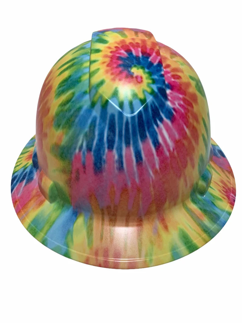 Custom Hydro Dipped Hard Hat Ridgeline Full Brim Custom Light Tie Dye