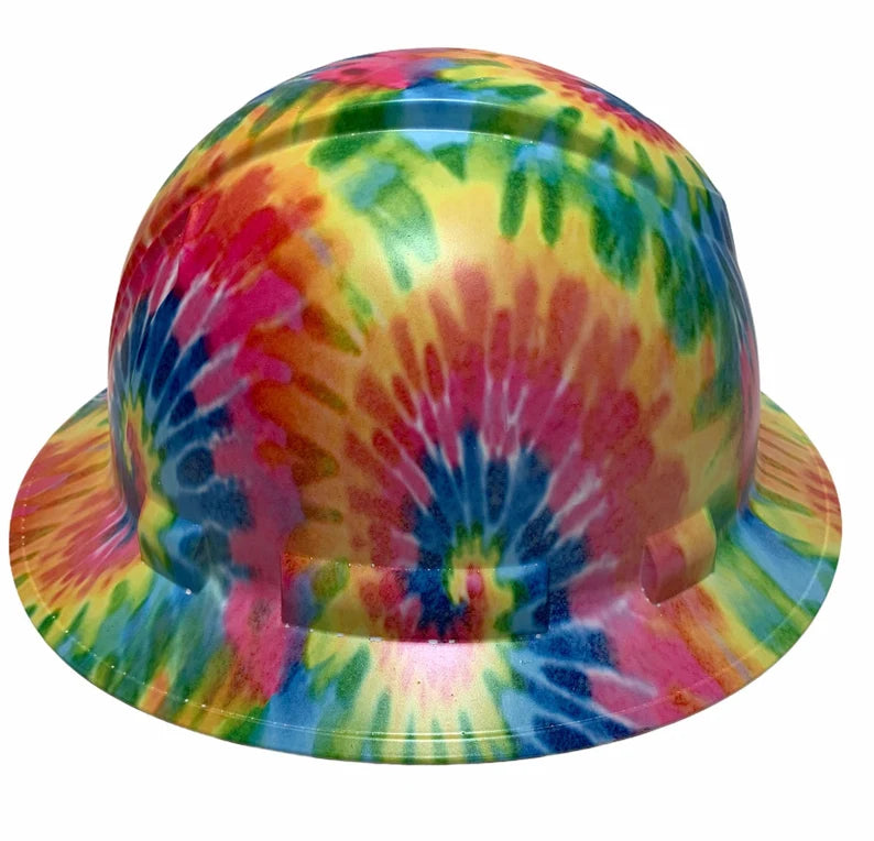 Custom Hydro Dipped Hard Hat Ridgeline Full Brim Custom Light Tie Dye