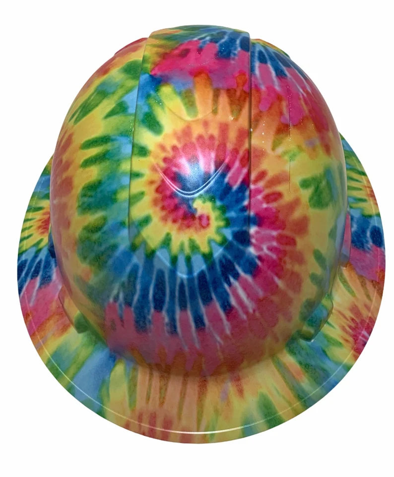 Custom Hydro Dipped Hard Hat Ridgeline Full Brim Custom Light Tie Dye