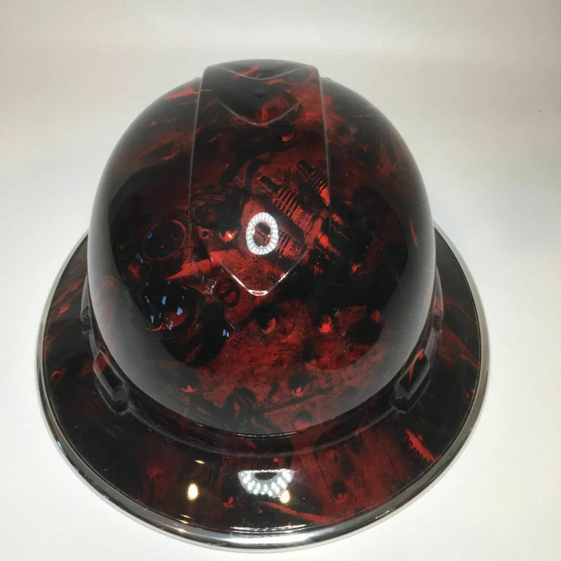 Custom Hard Hat Ridgeline Full Brim Red Turbos & Pistons