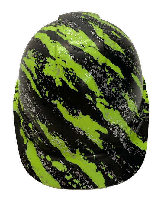 Hard Hat Ridgeline Cap Style Custom Hydro Dipped Hi Vis Green Marble Splash