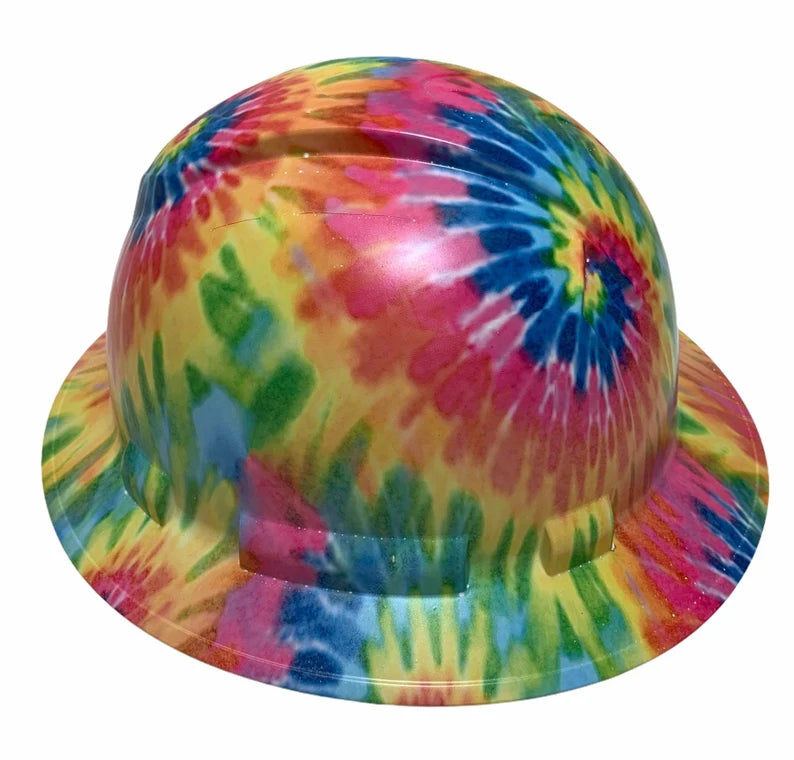 Custom Hydro Dipped Hard Hat Ridgeline Full Brim Custom Light Tie Dye