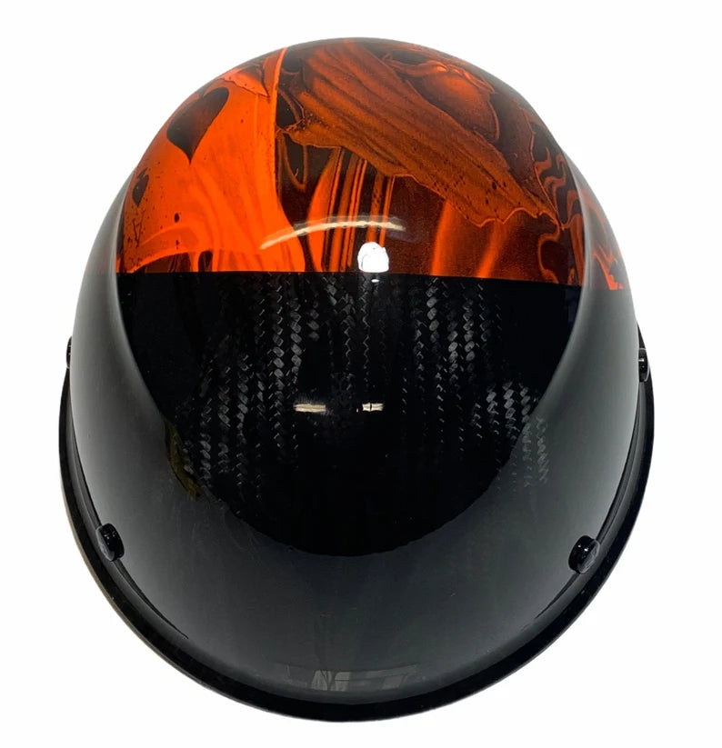 Custom Hydro Dipped Black and Orange Ace of Skulls Lift DAX Fifty 50 Carbon Fiber HDC50C-19OC Cap Style Hard Hat