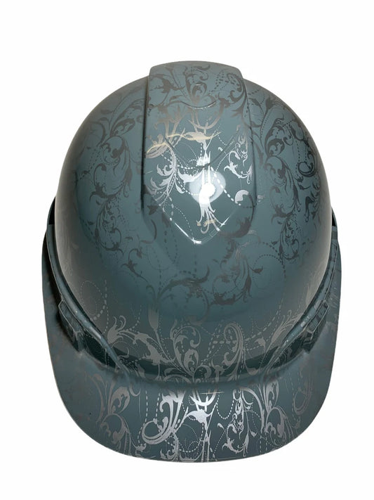 Custom Hard Hat Hydro Dipped Gray Lilies Ridgeline Cap Style