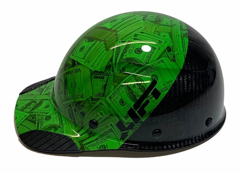 Custom Hydro Dipped Black and Green 100 Stacks Lift DAX Fifty 50 Carbon Fiber HDC50C-20GC Cap Style Hard Hat