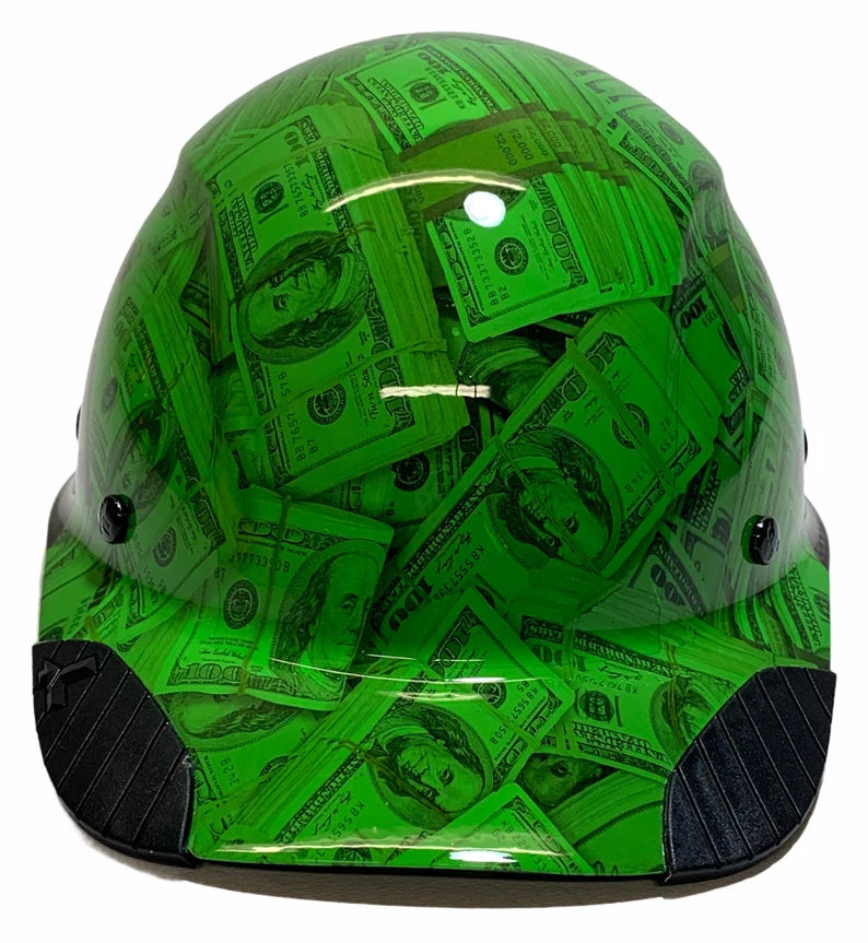 Custom Hydro Dipped Black and Green 100 Stacks Lift DAX Fifty 50 Carbon Fiber HDC50C-20GC Cap Style Hard Hat