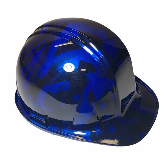 Custom Hard Hat Blue Midnight Flags Hydro Dipped SL Series Cap Style