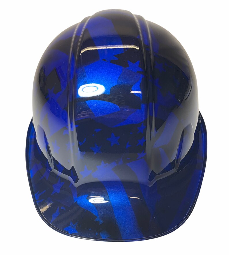 Custom Hard Hat Blue Midnight Flags Hydro Dipped SL Series Cap Style