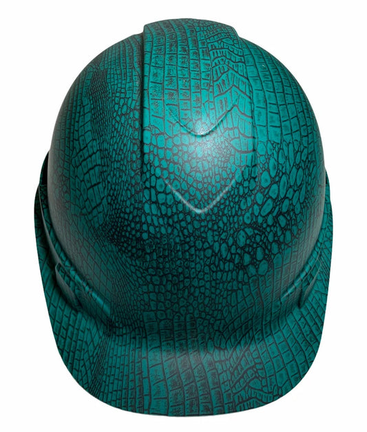 Custom Hard Hat Dark Green SnakeSkin Ridgeline Cap Style