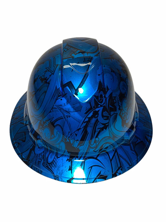 Custom Hard Hat Ridgeline Full Brim Light Kandy Blue Graffiti